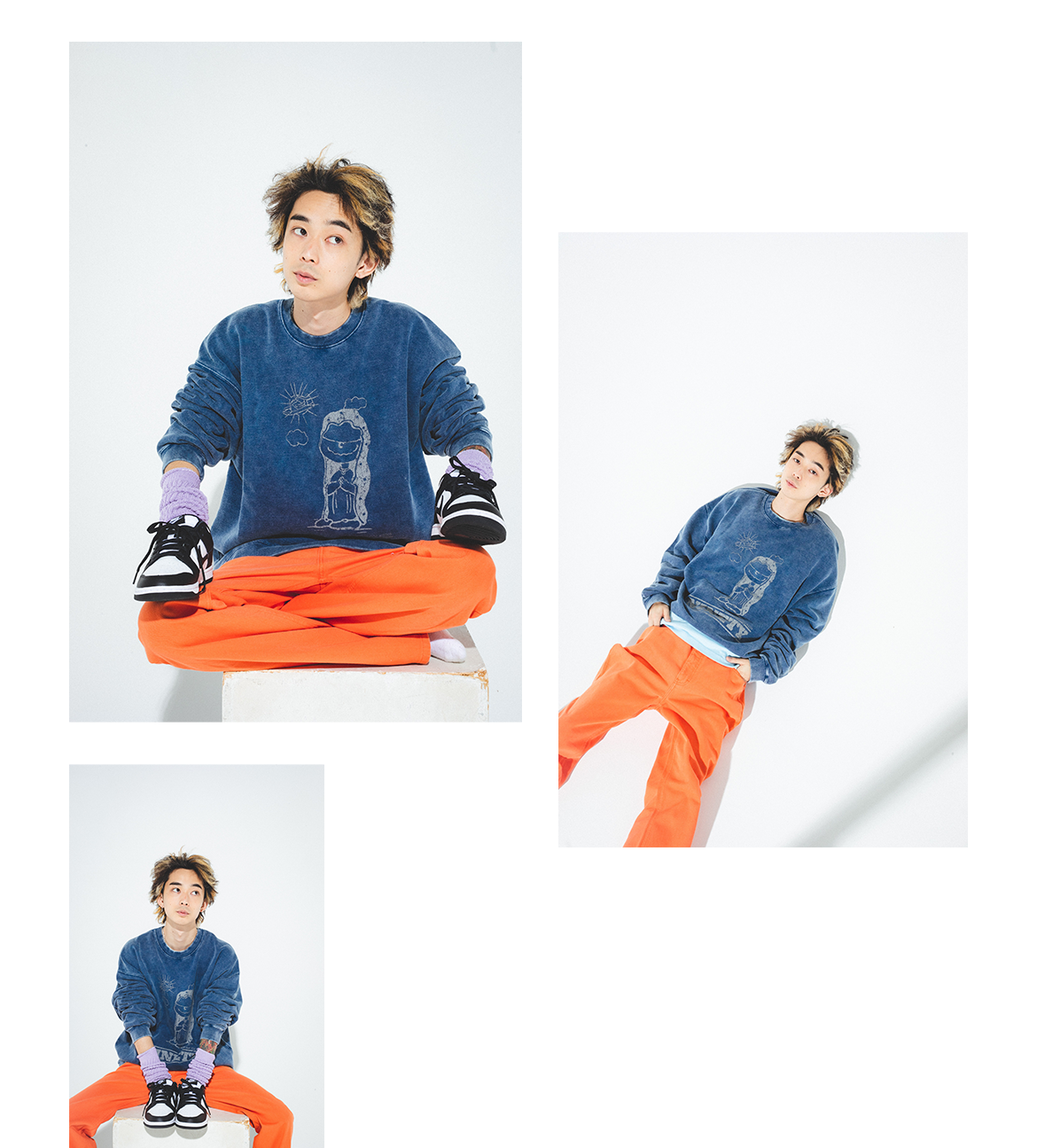 9090 × SNKRDUNK Pray For Sneaker Sweat NAVY