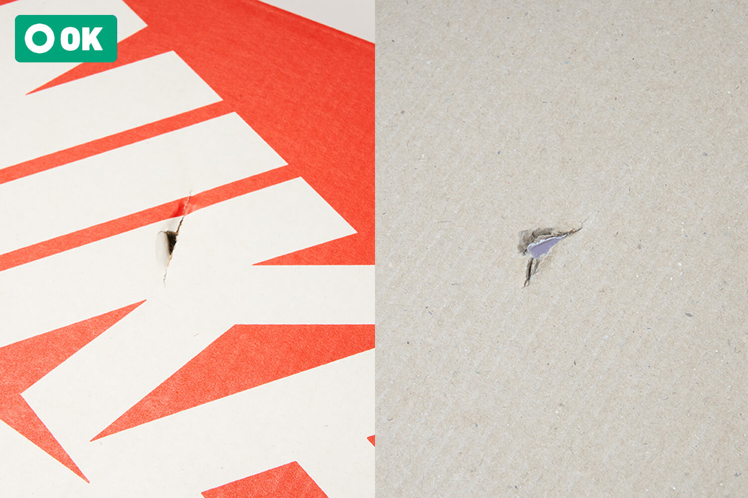 ボックス面に小さな穴や切り傷がある